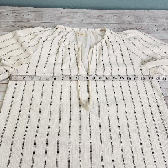 Madewell Striped Tie Neck Knit Top Size Small - Picture 7 of 8